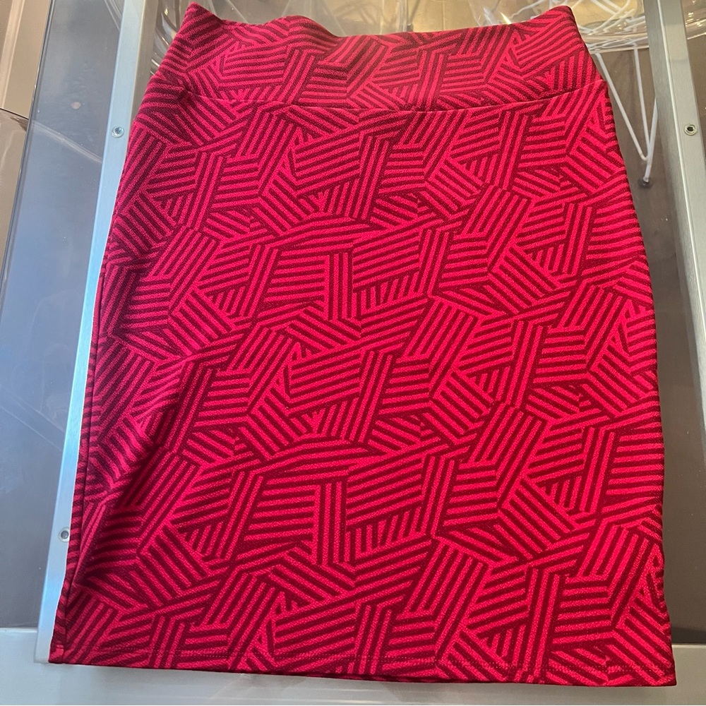 LuLaRoe Red Patterned Pencil Skirt